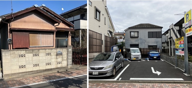 空き家を解体してコインパーキングにした例