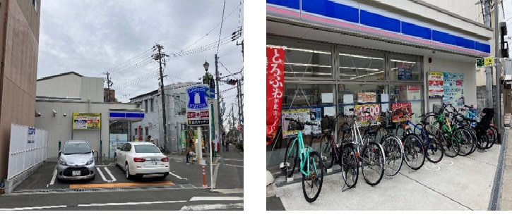 コンビニ（ローソン）の駐車場・駐輪場事例